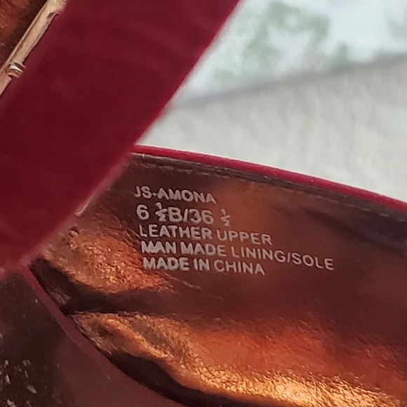 Jessica Simpson "Amona" Red Leather Peeptoe Platform Heels size 6.5 - Picture 4 of 5